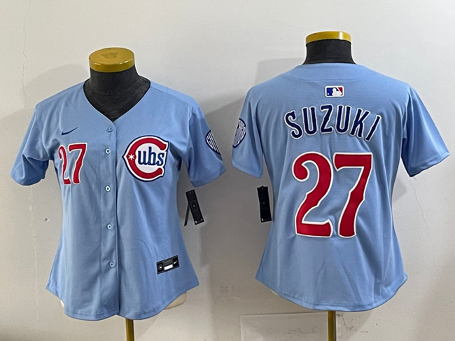 Women's Chicago Cubs #27 Seiya Suzuki Blue 2024-25 2nd Alternatemited Stitched Baseball Jersey