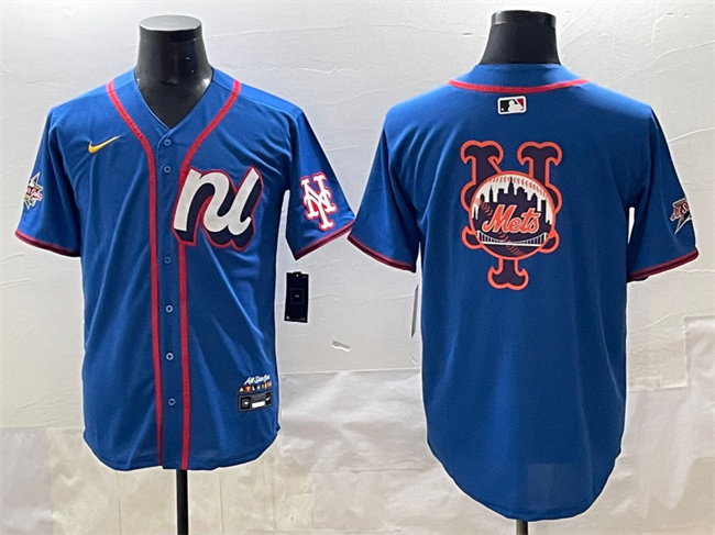 Men's National League New York Mets Team Big Logo Blue 2025 All-Star Edition Limited Stitched Baseball Jerseys
