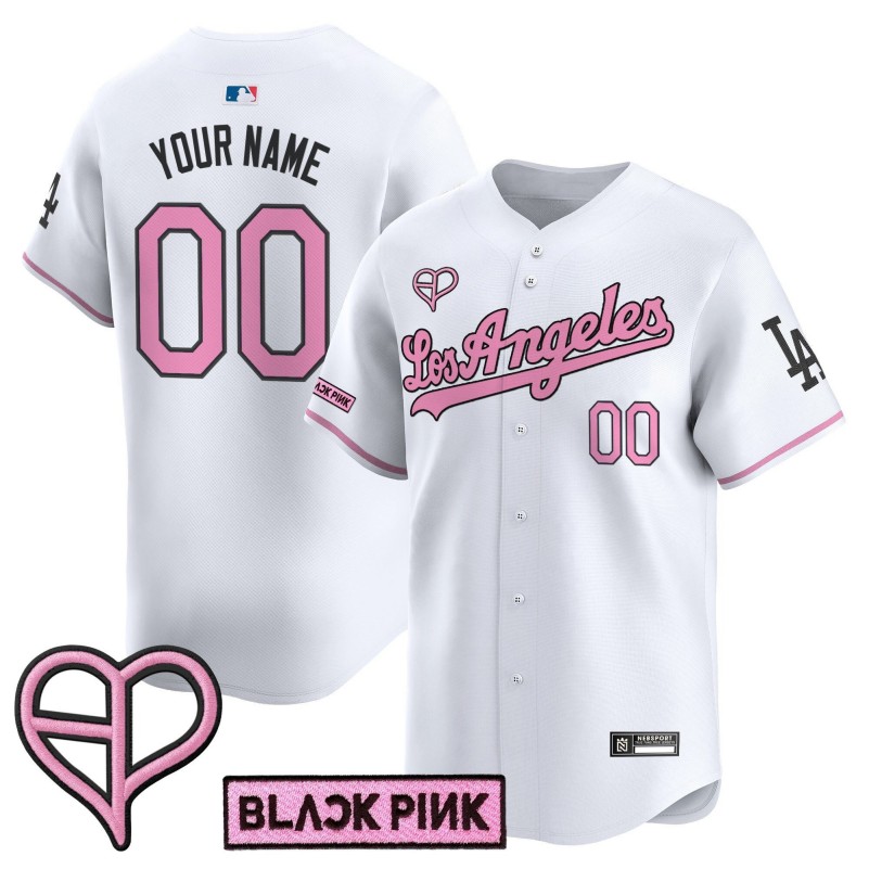 Los Angeles Dodgers x BLACK PINK Custom White 2025 Limited Stitched Baseball Jersey