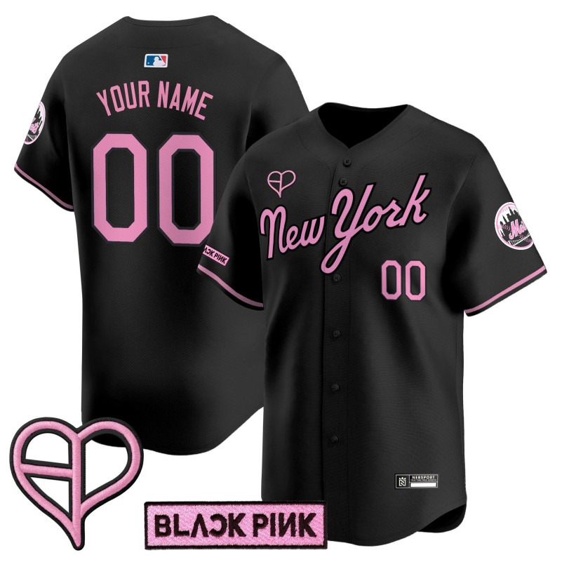 New York Mets x BLACK PINK Custom Black 2025 Limited Stitched Baseball Jersey