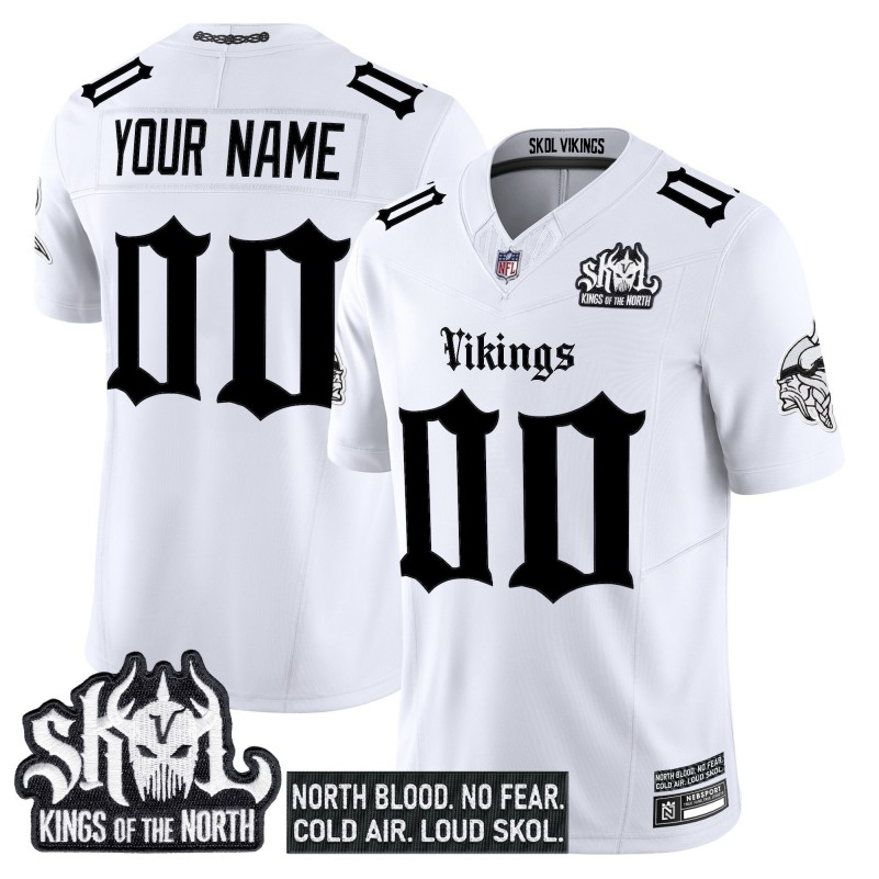 Minnesota Vikings 'Gothic Norseblood Edition' Custom White Vapor Limited Stitched Football Jersey