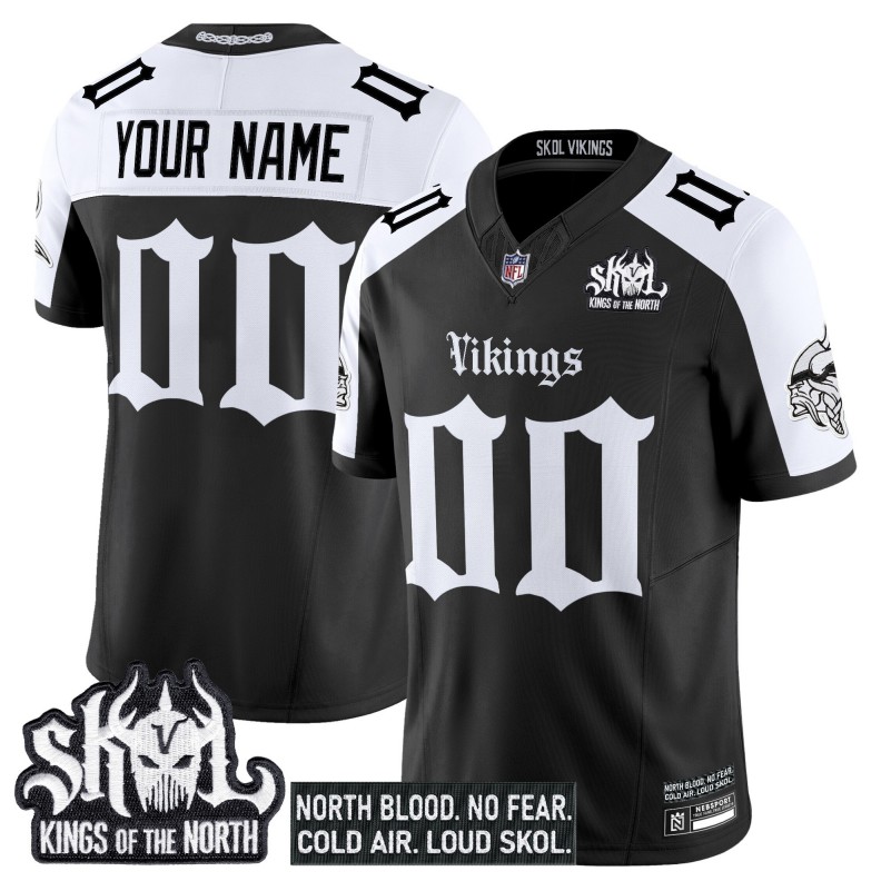 Minnesota Vikings 'Gothic Norseblood Edition' Custom Black White Vapor Limited Stitched Football Jersey