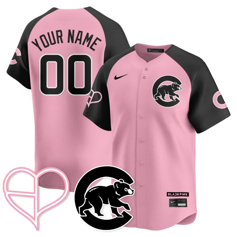 Custom Chicago Cubs BLACKPINK 2025 Limited Stitched Baseball Jersey Pink Black