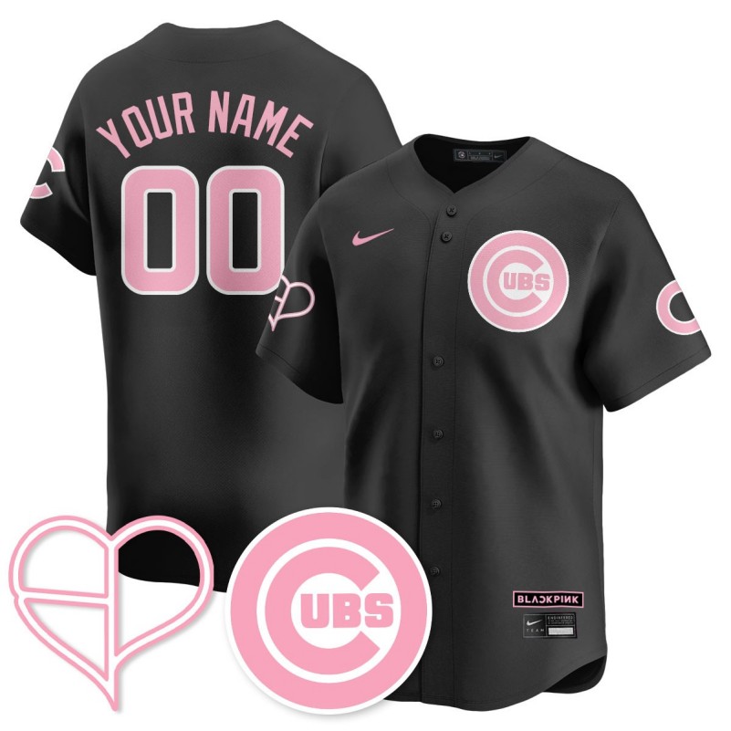 Custom Chicago Cubs BLACKPINK 2025 Limited Stitched Baseball Jersey Black
