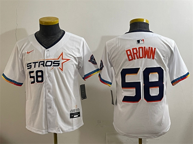 Women's Houston Astros #58 Hunter Brown White 2025 City Connect Limited Stitched Baseball Jersey