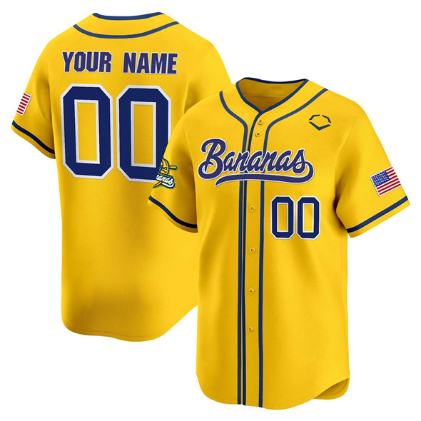 Women's Savannah Bananas Active Player Custom Yellow Vapor Limited Stitched Baseball Jersey