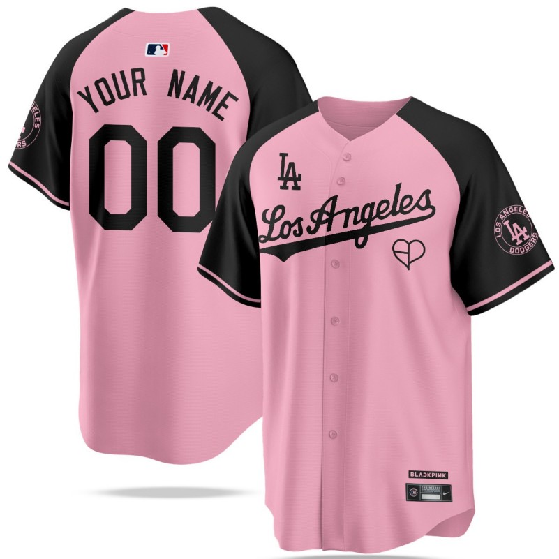 Los Angeles Dodgers BLACKPINK Custom Pink Black 2025 Stitched Cool Base Jersey