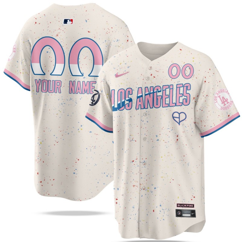 Los Angeles Dodgers BLACKPINK Custom 2025 City Connect Cream Stitched Cool Base Jersey