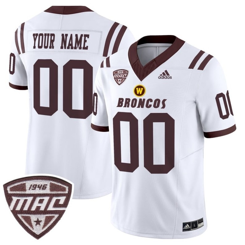 Western Michigan Broncos Custom White NCAA MAC Stitched Football Jersey 1946-2025