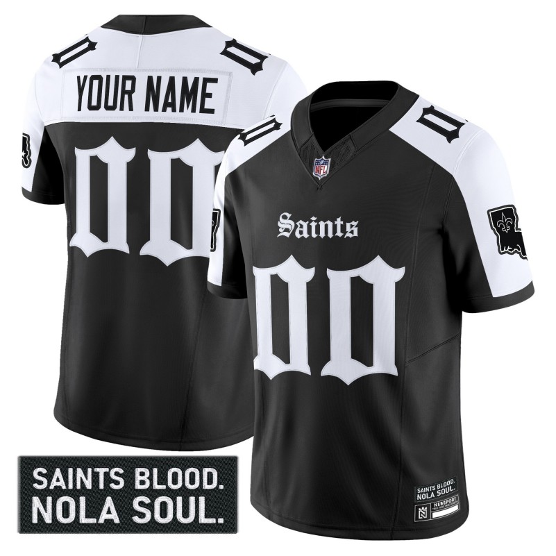 New Orleans Saints 'Gothic Vieux Carre Edition' Custom Black White Vapor Limited Stitched Football Jersey
