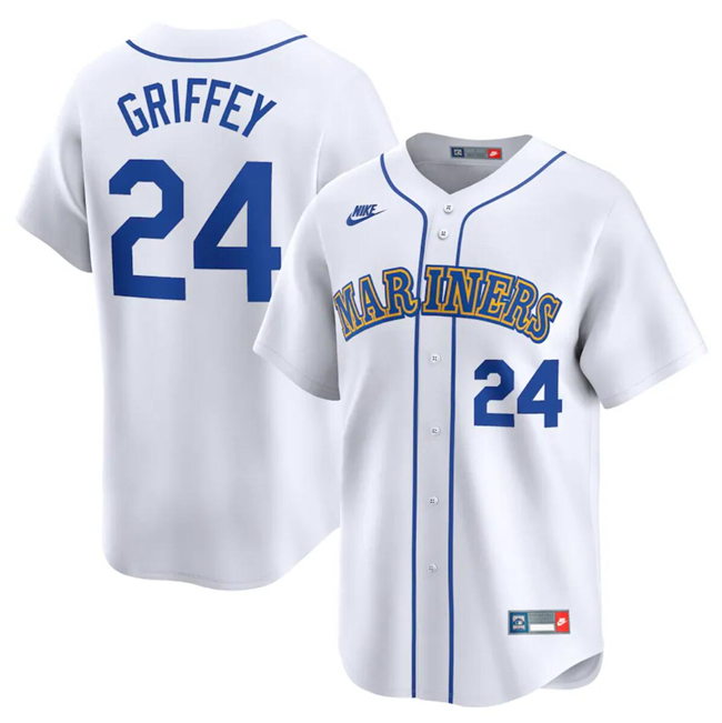 Men's Seattle Mariners Active Player Custom White Throwback Cooperstown Limited Stitched Baseball Jersey