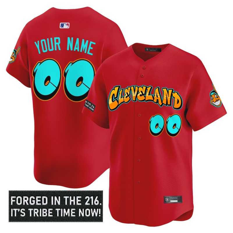 Cleveland Indians Custom 'Graffiti 216 Ink Edition' Red Vapor Premier Limited Stitched Baseball Jersey