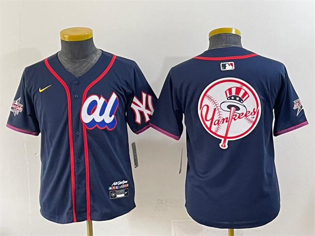 Women's American League New York Yankees Team Big Logo Navy 2025 All-Star Edition Limited Stitched Baseball Jersey(Run Small)
