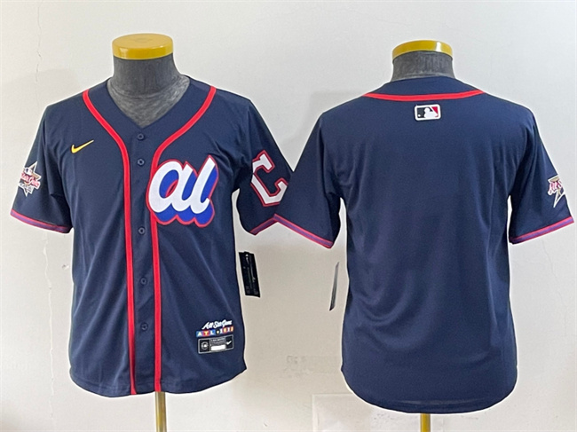 Women's American League Cleveland Guardians Blank Navy 2025 All-Star Edition Limited Stitched Baseball Jersey(Run Small)