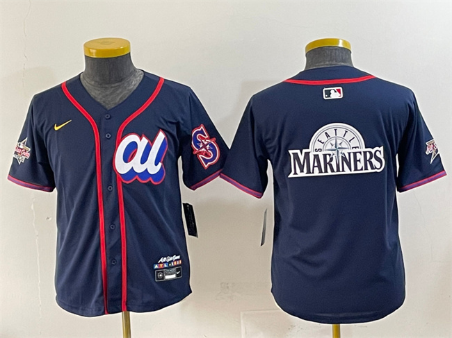 Women's American League Seattle Mariners Team Big Logo Navy 2025 All-Star Edition Limited Stitched Baseball Jersey(Run Small) (1)