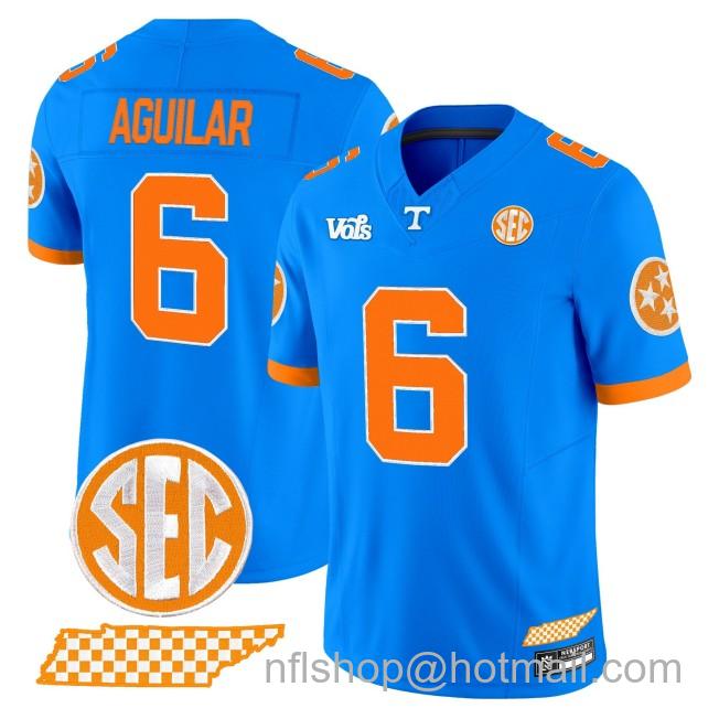 Nike Men's Tennessee Vols #6 Joey Aguilar 'Blue Blaze Edition' Vapor Limited SEC Football Jersey