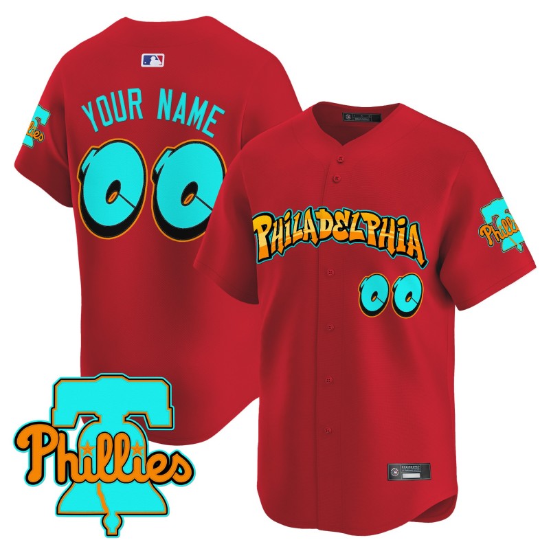 Philadelphia Phillies Custom 'Graffiti Broad Street Edition' Red Vapor Premier Limited Stitched Baseball Jersey