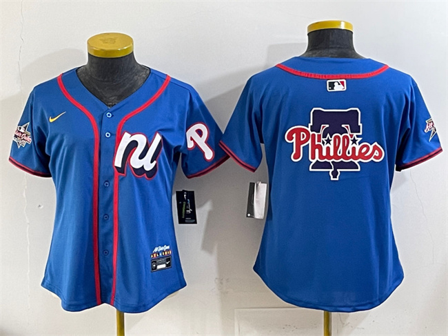 Women's National League Philadelphia Phillies Team Big Logo Blue 2025 All-Star Edition Limited Stitched Baseball Jersey(Run Small)