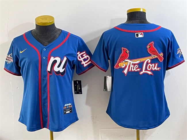 Women's National League St. Louis Cardinals Team Big Logo Blue 2025 All-Star Edition Limited Stitched Baseball Jersey(Run Small)