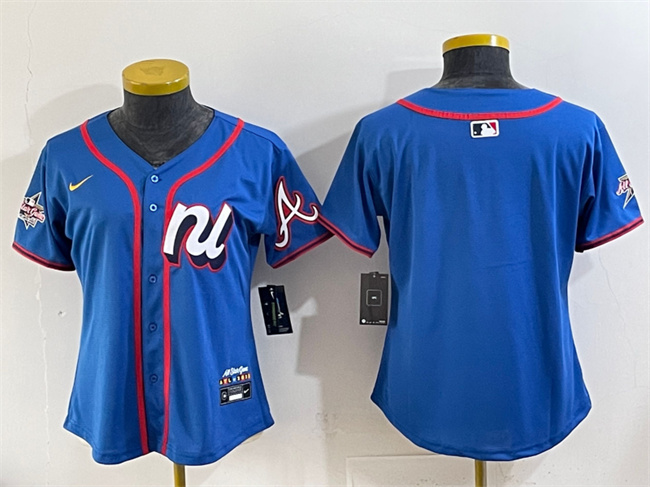 Women's National League Atlanta Braves Blank Blue 2025 All-Star Edition Limited Stitched Baseball Jersey(Run Small)