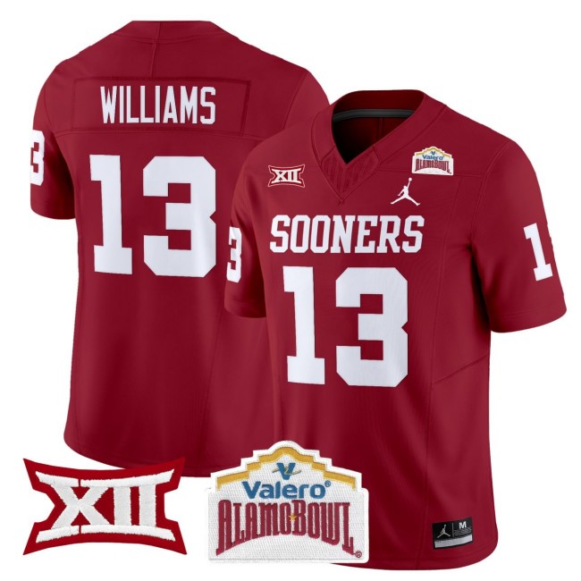 Men's Oklahoma Sooners #13 Caleb Williams Crimson Patched Vapor Football Jersey