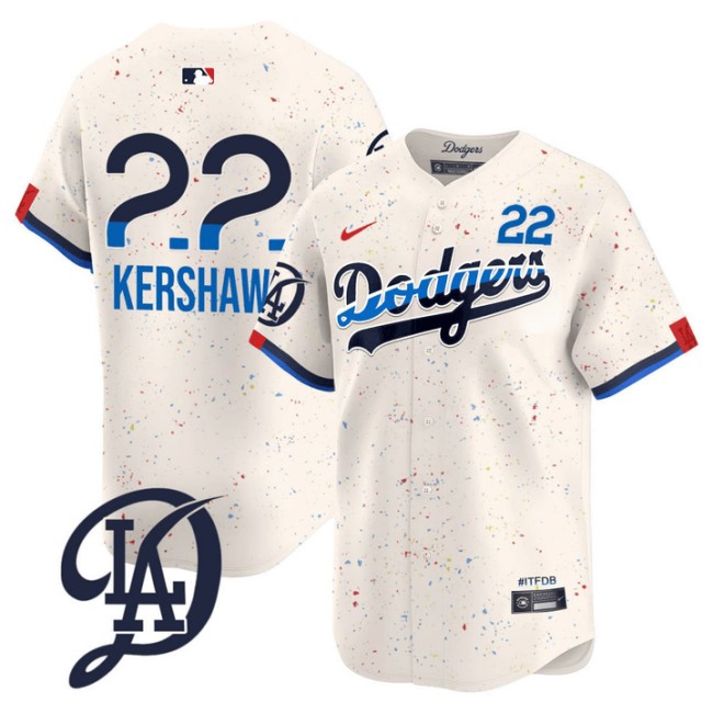 Men's Nike Dodgers #22 Clayton Kershaw Cream 'LA City Connect Limited MLB Jersey