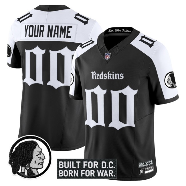 Washington Redskins Custom 'Gothic Capital Edition' Vapor Limited NFL Jersey V2 Black White