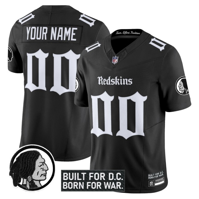 Washington Redskins Custom 'Gothic Capital Edition' Vapor Limited NFL Jersey V2 Black