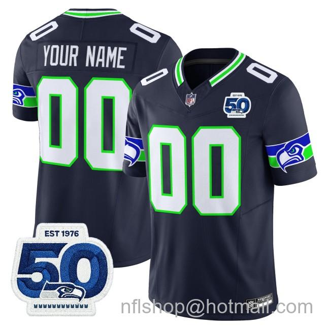Nike Seattle Seahawks All Gender Custom Navy EST 1976 50th Patch F.U.S.E. Limited NFL Jersey