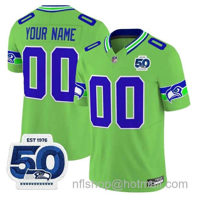Nike Seattle Seahawks All Gender Custom Green EST 1976 50th Patch F.U.S.E. Limited NFL Jersey