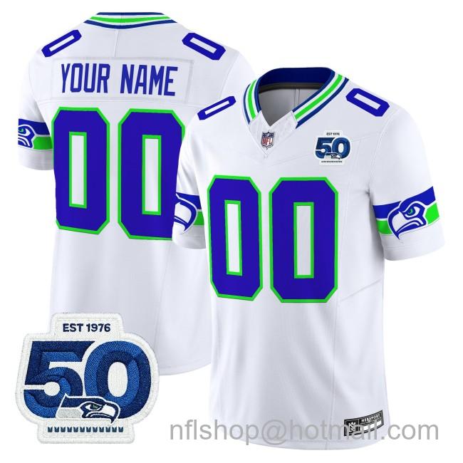 Nike Seattle Seahawks All Gender Custom White EST 1976 50th Patch F.U.S.E. Limited NFL Jersey