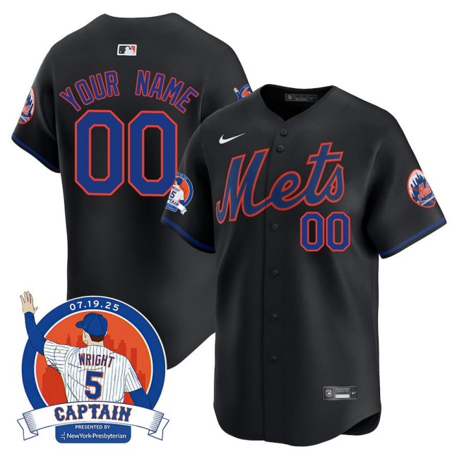 Nike New York Mets David Wright 'Mets Legend' Custom MLB Limited Jersey - Black