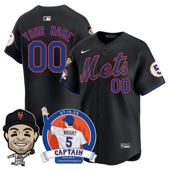 Nike New York Mets David Wright 'Mets Legend' Custom MLB Limited Jerseys - Black