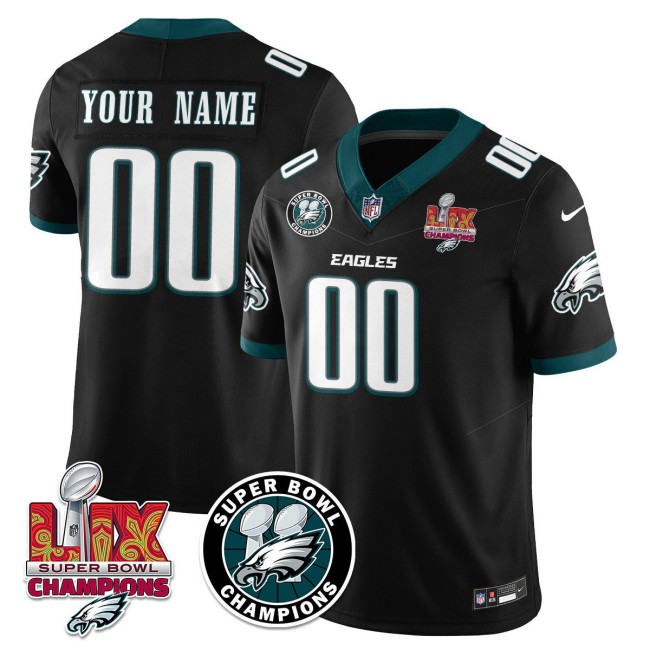 Nike Custom Eagles 2025 Super Bowl LIX Champions FUSE Limited NFL Jersey - Black