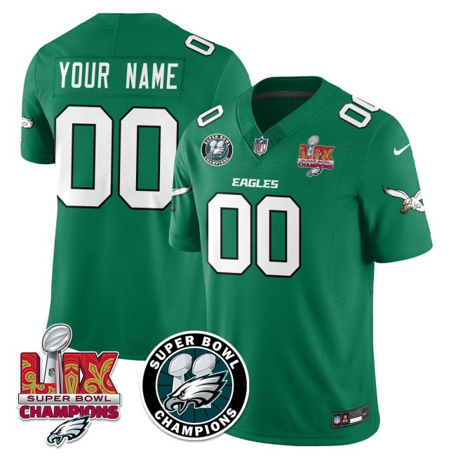Nike Custom Eagles 2025 Super Bowl LIX Champions FUSE Limited NFL Jersey - Kelly Green