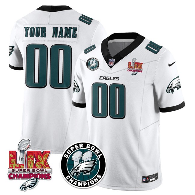Nike Custom Eagles 2025 Super Bowl LIX Champions FUSE Limited NFL Jersey - White