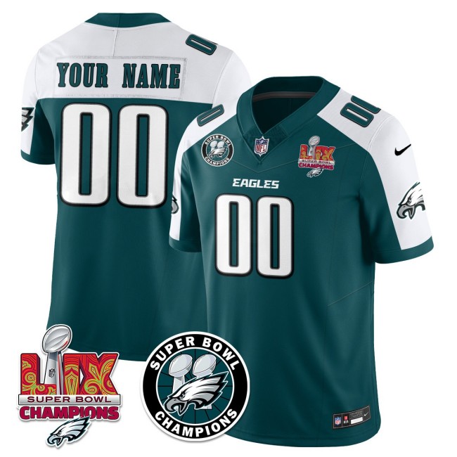 Nike Custom Eagles 2025 Super Bowl LIX Champions FUSE Limited NFL Jersey - Green White