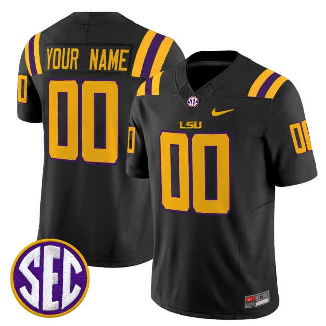 Nike LSU Tigers Custom Black 2025 FUSE Limied SEC Football Jersey