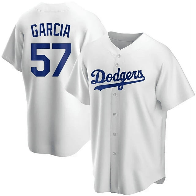 Men's Nike Los Angeles Dodgers #57 Luis Garcia White Cool Base Stitched Baseball Jersey