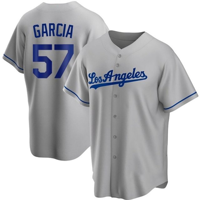 Men's Nike  Los Angeles Dodgers #57 Luis Garcia Grey Cool Base MLB Jersey