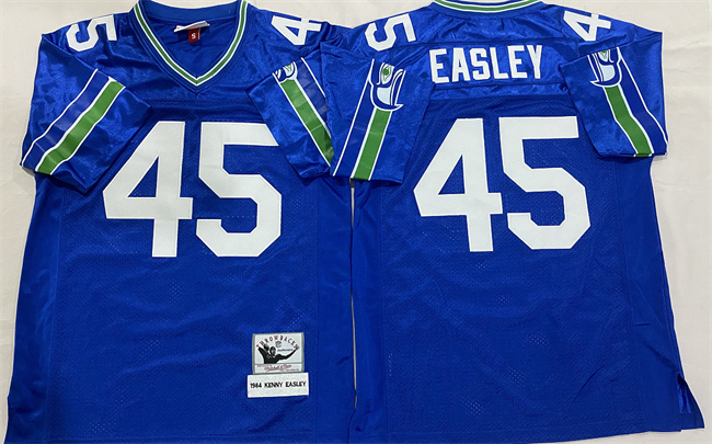 Men's Seattle Seahawks #45 Kenny Easley Royal Throwback Stitched Football Jersey