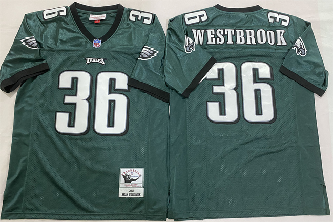 Men's Philadelphia Eagles #36 Brian Westbrook Green Throwback Stitched Football Jersey