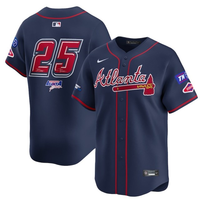 Men's Atlanta Braves #25 Navy Nike 2025 'Speedway Classic' Alternate Limited MLB Jersey