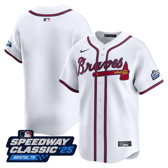 Men's Atlanta Braves Blank White Nike 2025 Speedway Classic Home Limited MLB Jersey