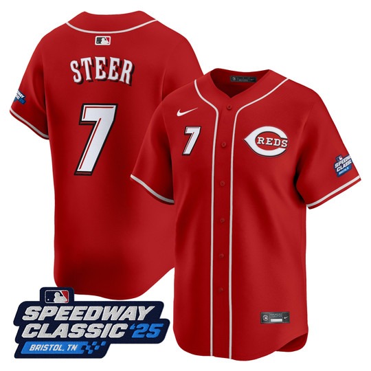 Men's Cincinnati Reds #7 Spencer Steer Red Nike 2025 Speedway Classic Limited MLB Jersey