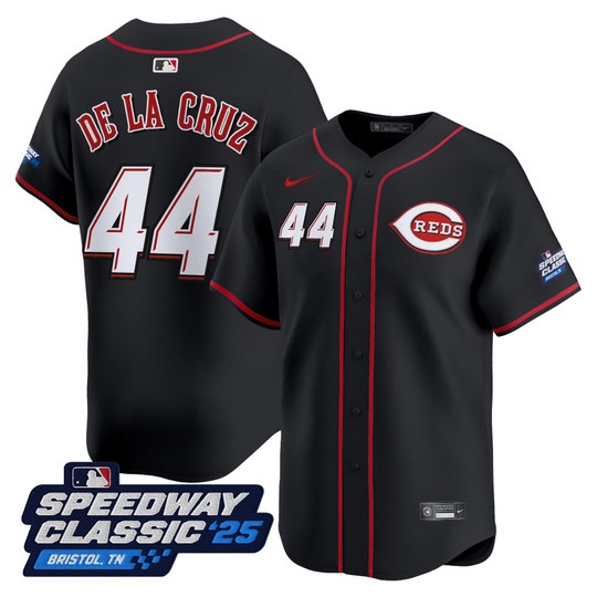 Men's Cincinnati Reds #44 Elly De La Cruz Black Nike 2025 Speedway Classic Limited MLB Jersey