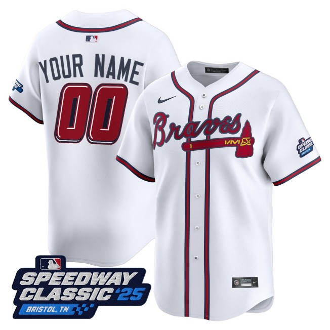 Atlanta Braves Custom Nike 2025 MLB 'Speedway Classic' Home Limited Jersey - White