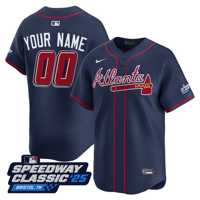 Atlanta Braves Custom Nike 2025 MLB 'Speedway Classic' Alternate Limited Jersey - Navy