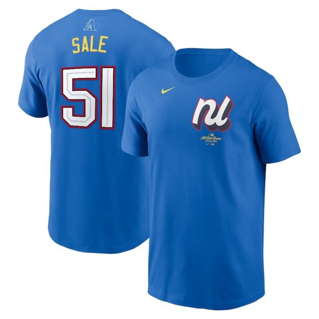 Men's National League #51 Chris Sale Royal 2025 All-Star Edition Name & Number T-Shirt