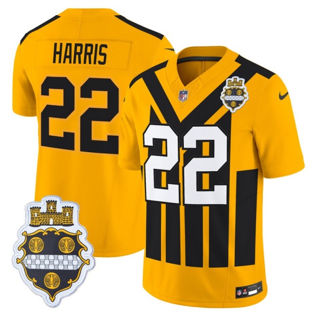 Men's Pittsburgh Steelers #22 Najee Harris Gold Nike Alternate 1933 Throwback FUSE Limited Jersey